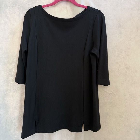 J.Jill Tops - J. Jill Tunic Top Ponte knit Womens PL Black Scoop Neck 3/4 Sleeve minimalist